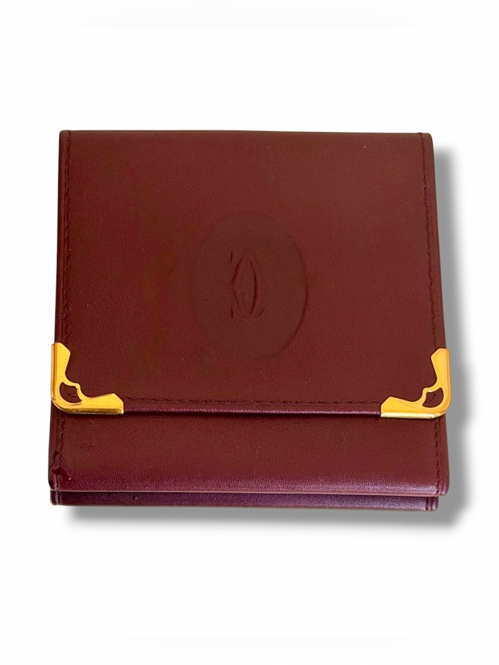 Must de Cartier Square Coin Purse Bordeaux Wallet NIB Full Inclusion